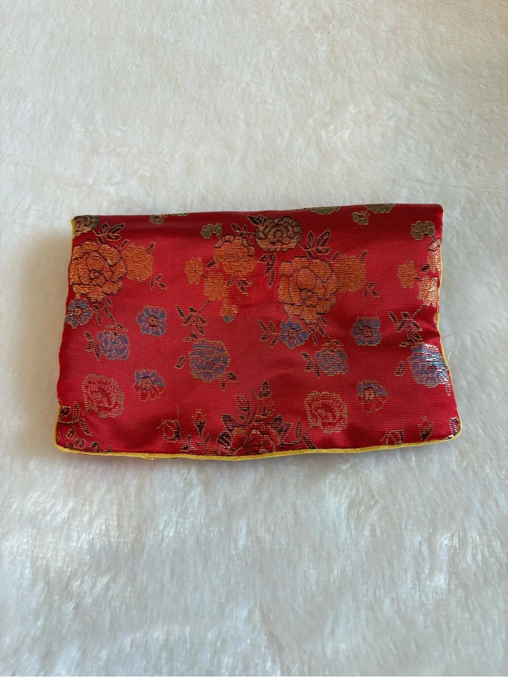 Red Floral Brocade jewelry pouches Envelope Clutch style -